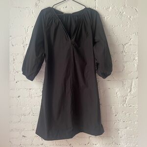 EVERLANE 100% Cotton Black Dress w/ Puffed Sleeves - Perfect Witch Costume!